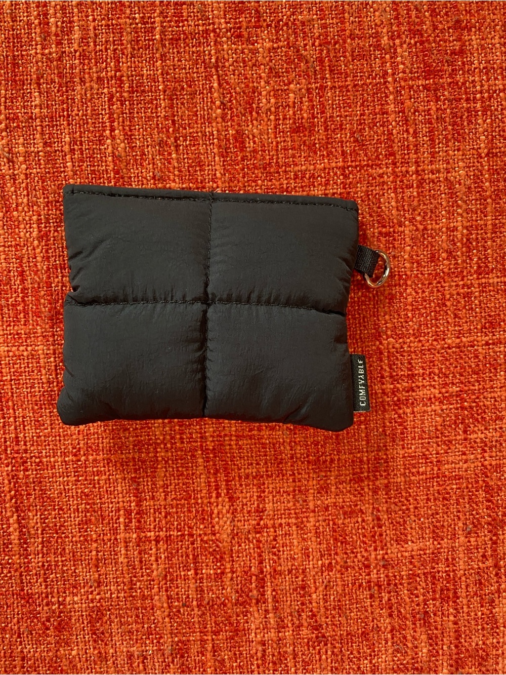 Comfyable Black Quilted Puffy Nylon Coin AirPod Pouch Case Bag